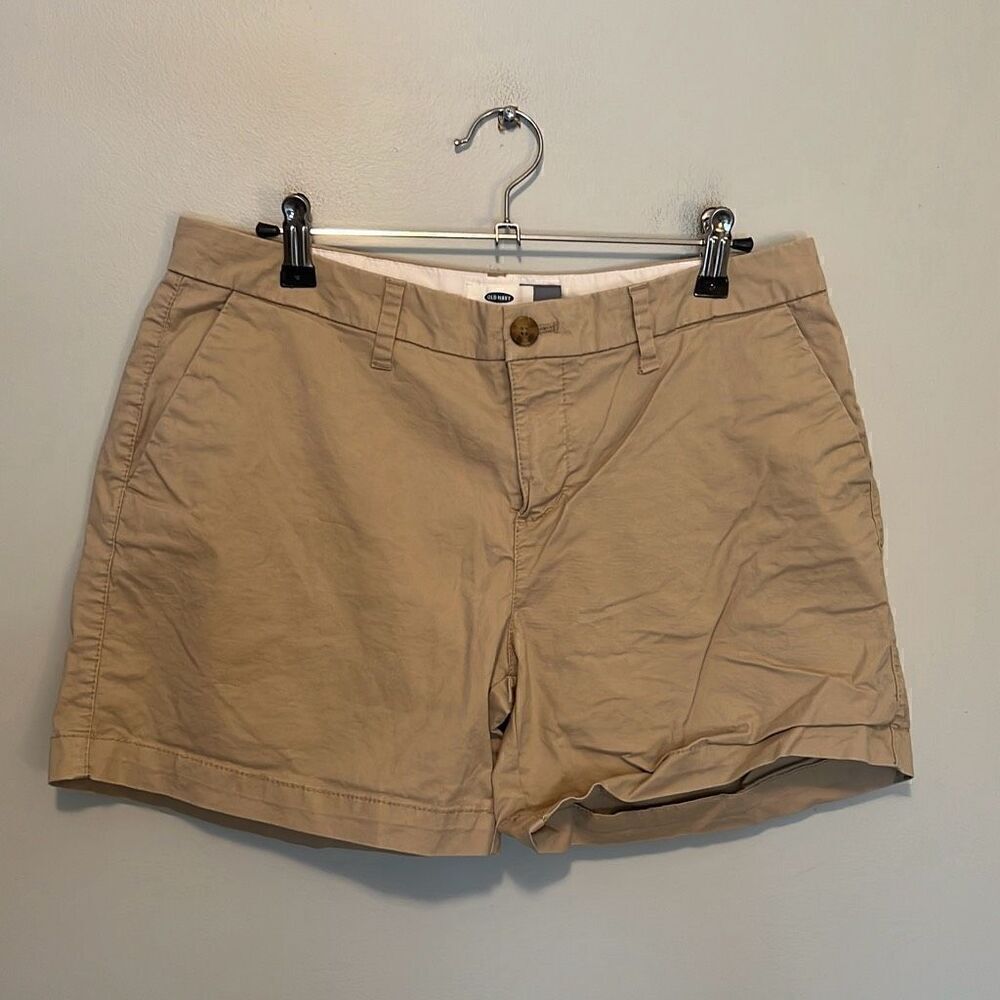 Old Navy Women's Khaki Cotton Stretch Zip Closure Casual Chino Shorts Size 6